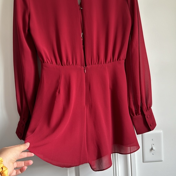 Long Sleeve Red Tie Romper - Picture 3 of 3